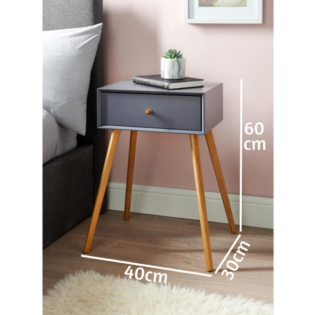 Wooden Bedside Table Side End Living Room - Grey
