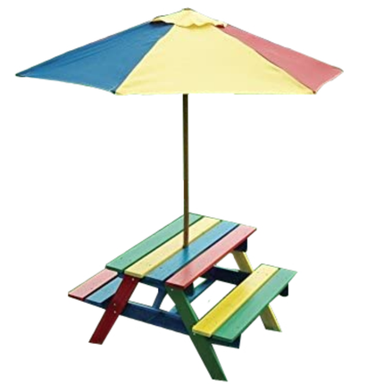 Kids Garden Picnic Table Wooden Bench Colorful Design