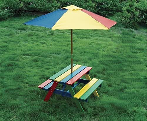Kids Garden Picnic Table Wooden Bench Colorful Design