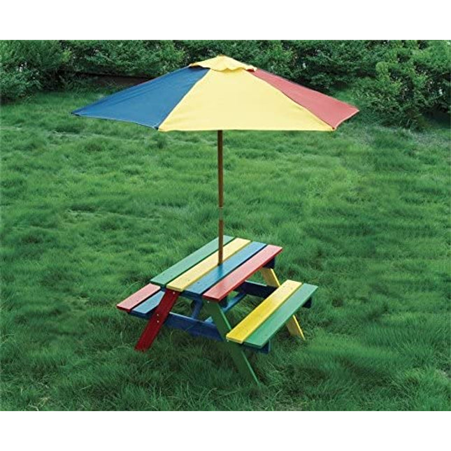 Kids Garden Picnic Table Wooden Bench Colorful Design
