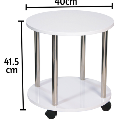 Small Side Table Bedside 2 Tier Living Room Tables - White