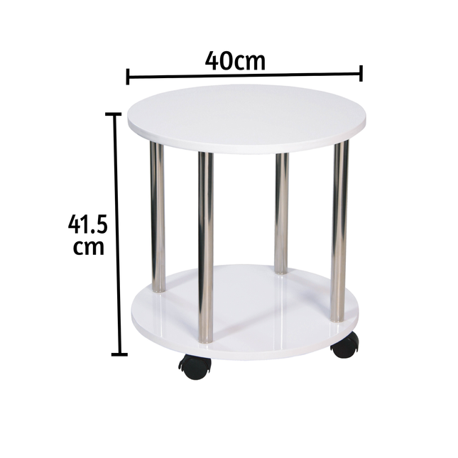 Small Side Table Bedside 2 Tier Living Room Tables - White