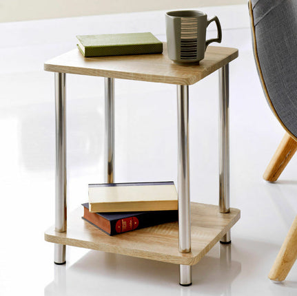 Small Side Table Bedside 2 Tier Occasional Tables - Oak
