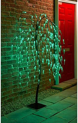 5 FT Weeping Willow Tree 8 functions Outdoor Christmas Decorations 240 Green LED Tree