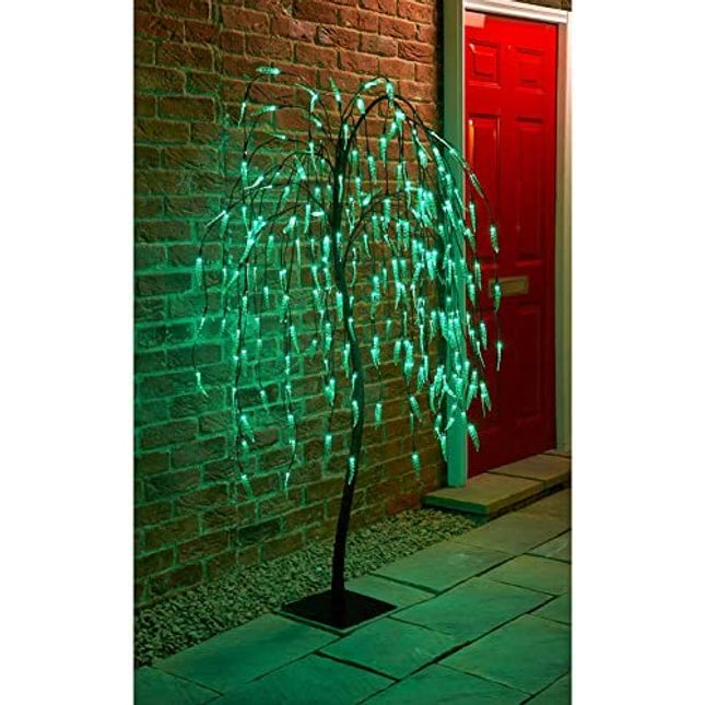 5 FT Weeping Willow Tree 8 functions Outdoor Christmas Decorations 240 Green LED Tree