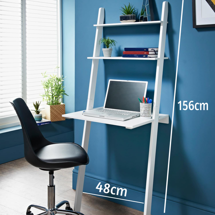 Ladder Shelf Tall Shelving Unit Living Room - White