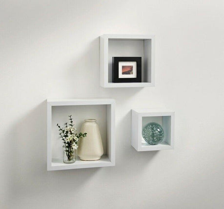 Cali Floating Cube Shelves Set of 3 Wall Hanging - White
