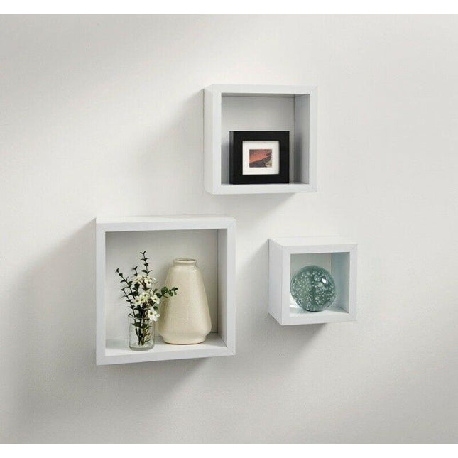 Cali Floating Cube Shelves Set of 3 Wall Hanging - White