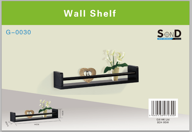 Floating Wall Mounted Single Shelf - Black