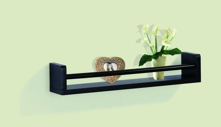 Floating Wall Mounted Single Shelf Black Display Storage Shelf