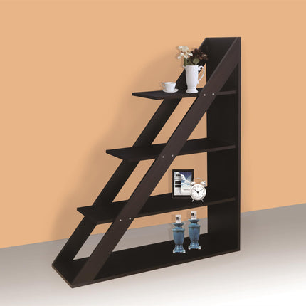 Walnut Ladder Style Bookcase 4 Tier Display Unit