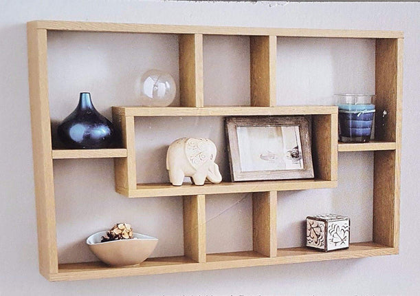 Multi-Compartment Wall Shelf - Oak