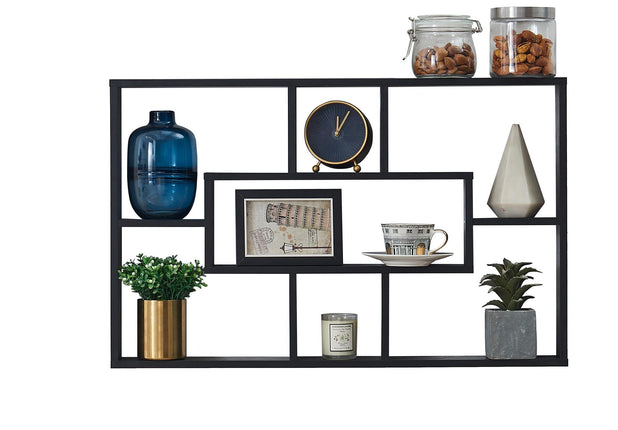Multi-Compartment Wall Shelf - Black