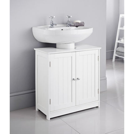 White Wood Under-sink Cabinet Bathroom Storage Unit