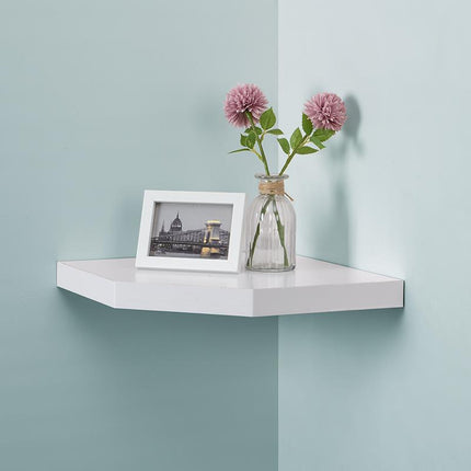 Floating Wall Corner Shelf - White