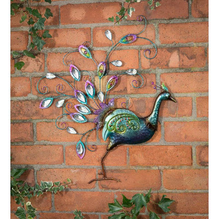 Hand-finished Diamante Peacock Wall Art With Jewel Details - Back Facing