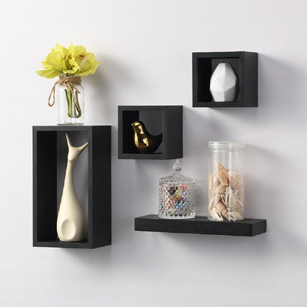 Lima Set Of 4 Floating Shelves - Black