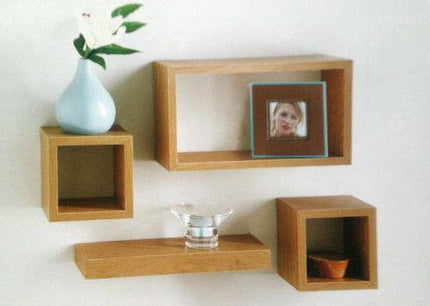 Lima Set Of 4 Floating Shelves - Oak