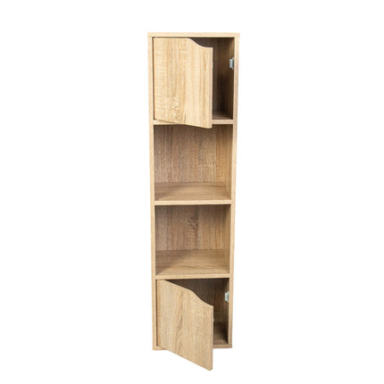 Oak 4 Cube Bookcase Shelving Unit 2 Doors