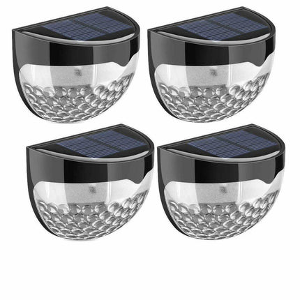 Solar Powered 6 LED Garden Outdoor Fence/Deck Lights Waterproof - Black - 4 Lights