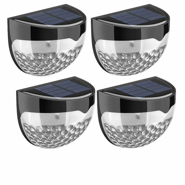 Solar Powered 6 LED Garden Outdoor Fence/Deck Lights Waterproof - White - 4 Lights