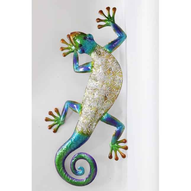 Metallic Gecko Wall Decoration Multi Colored Wall Art Garden Decor
