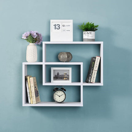 Space Saving Multi Compartment Floating Wall Shelves Display Shelf