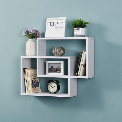 Space Saving Multi Compartment Floating Wall Shelves Display Shelf