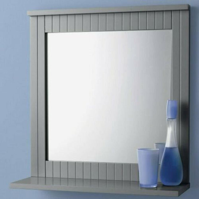 Bathroom Wall Mounted Mirror with Cosmetics Shelf Bathroom Grey