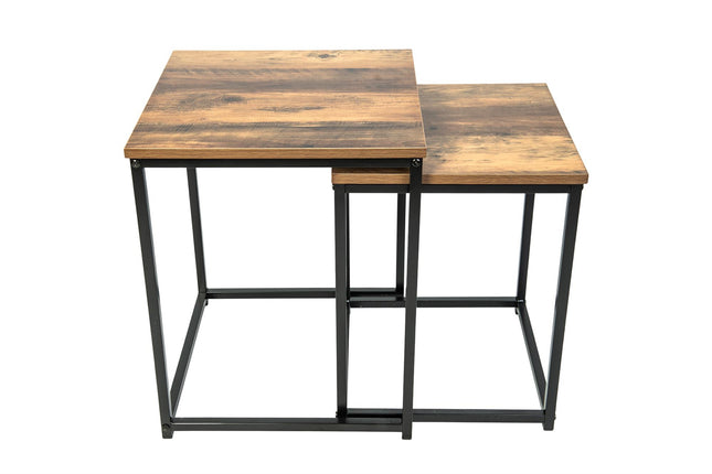 Square Nest of 2 Tables Living Room Furniture Space Saving Idea Decoration