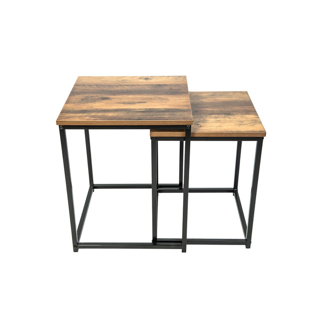 Square Nest of 2 Tables Living Room Furniture Space Saving Idea Decoration