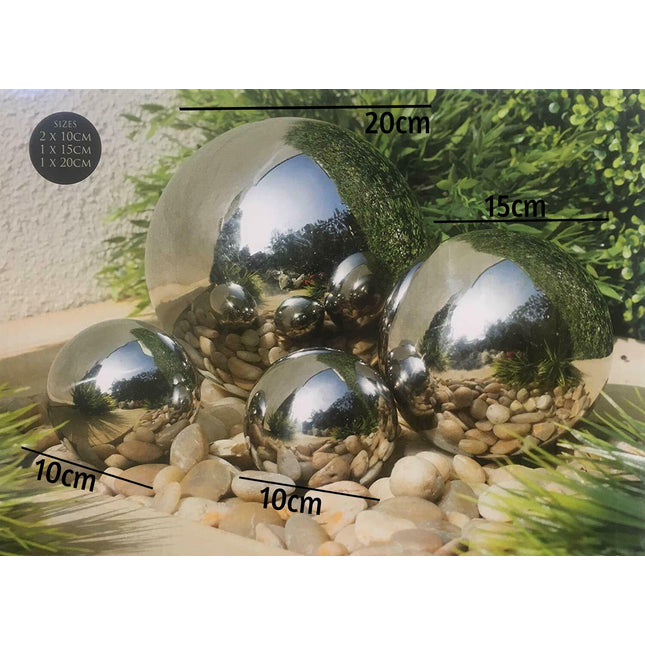 Stainless Steel 4pc Gazing Balls Garden Decoration
