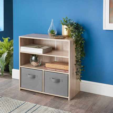 Wooden Storage 2 Shelves 2 Cube Storage Oak