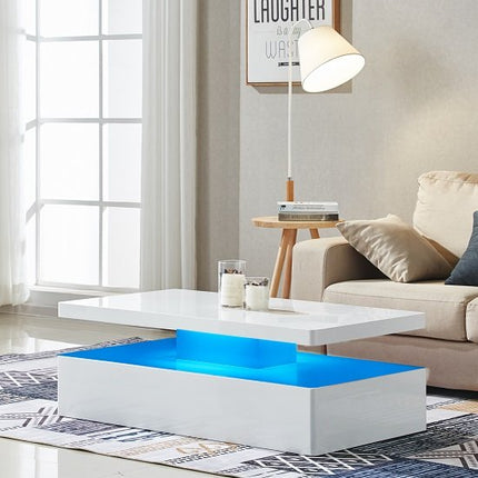 Elvas High Gloss Coffee Table With Colour Change Lights Living Room Decoration