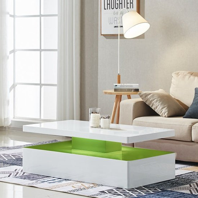 Elvas High Gloss Coffee Table With Colour Change Lights Living Room Decoration