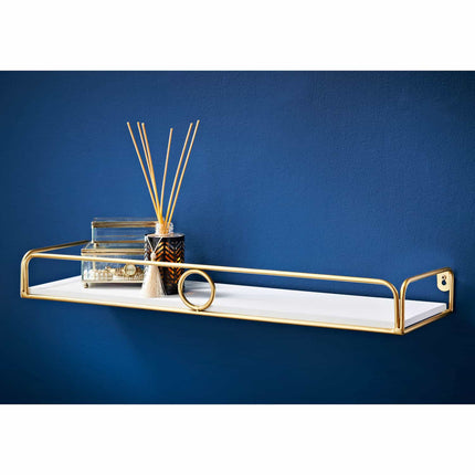 60cm Gold Ring Shelf - White & Gold Ring