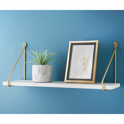 80cm White Shelf With Gold Metal Wire