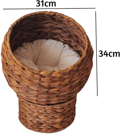 Round Pet House Natural Rattan Bed