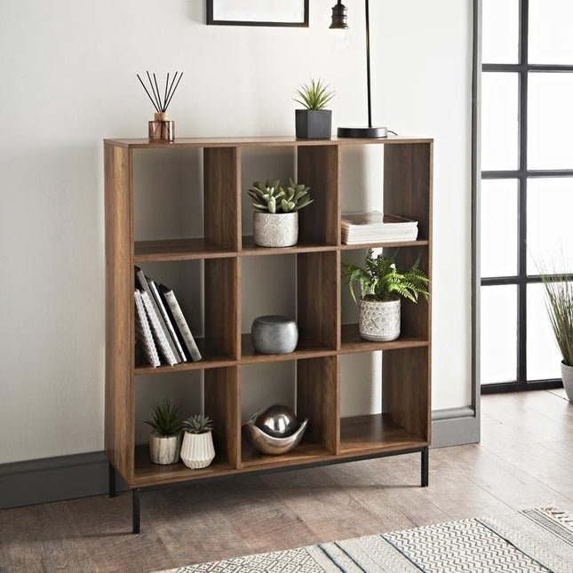 9 Cube Storage Unit with Metal Legs Wooden Shelving Bookcase Display Organiser