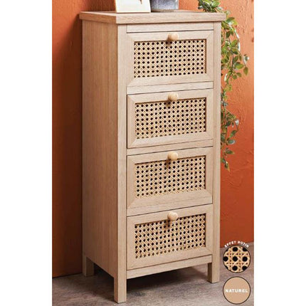 Cane 4 Drawer Chest - Natural