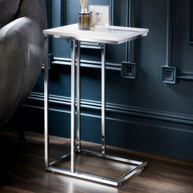 High Gloss Sofa Side Table White Living Room End Table Modern Coffee Bedside Table