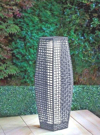 69cm Grey Rattan Garden Floor Lamp