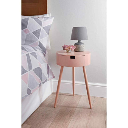 Bedside Table Lamp Nightstand Blush Bedroom Storage Round 1 Drawer