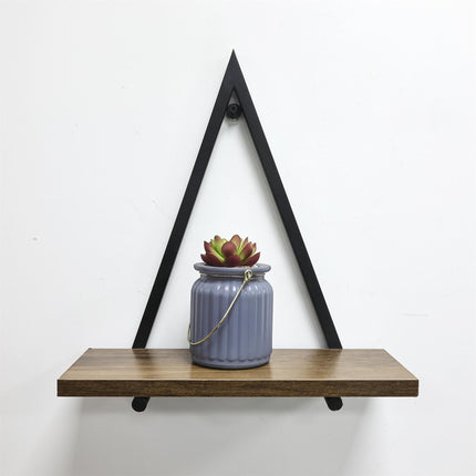 Spot on DealzModern Triangle Shelf Compact Storage Organizer Durable MDF with PVC Finish Powder Coated Metal Frame Black Frame with Wood Tone Board