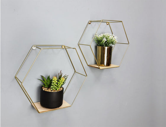 Set of Hexagon Shelves - Gold
