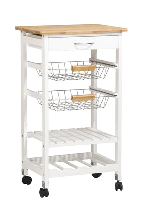 4 Tier 1 Drawer New Ceramic Tiled Top Kitchen Trolley - Honey