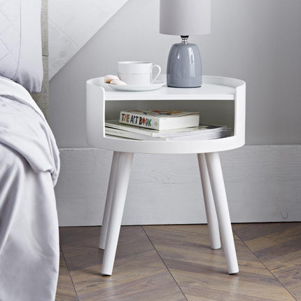 Side Table Round MDF Top with Pine Wood Legs-6O8