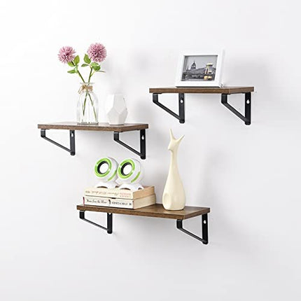 Set of 3 Rectangle Floating Hanging Shelves - Rustic