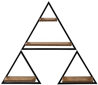 Set of 3 Triangle Floating Hanging Shelves - Rustic