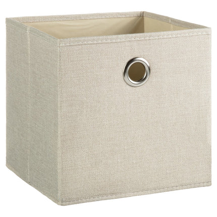 Oak finish 4-cube organizer shelf with two removable storage bins